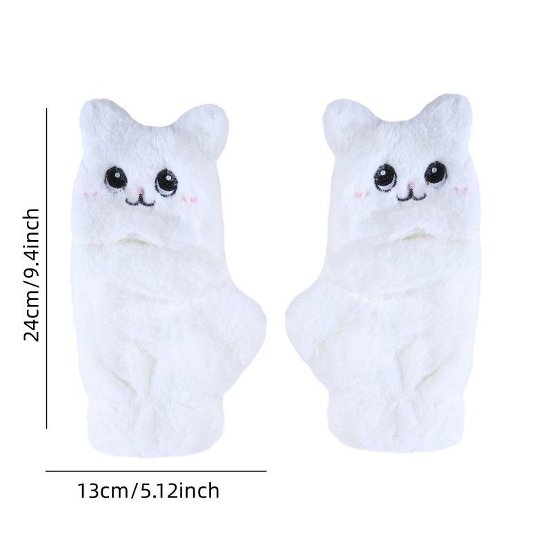 Cute Rabbit Fur Knit Mittens Plush fingerless Gloves Flip Half Finger Driving Glove Winter Soft Warm Thick Gloves for Women Girl