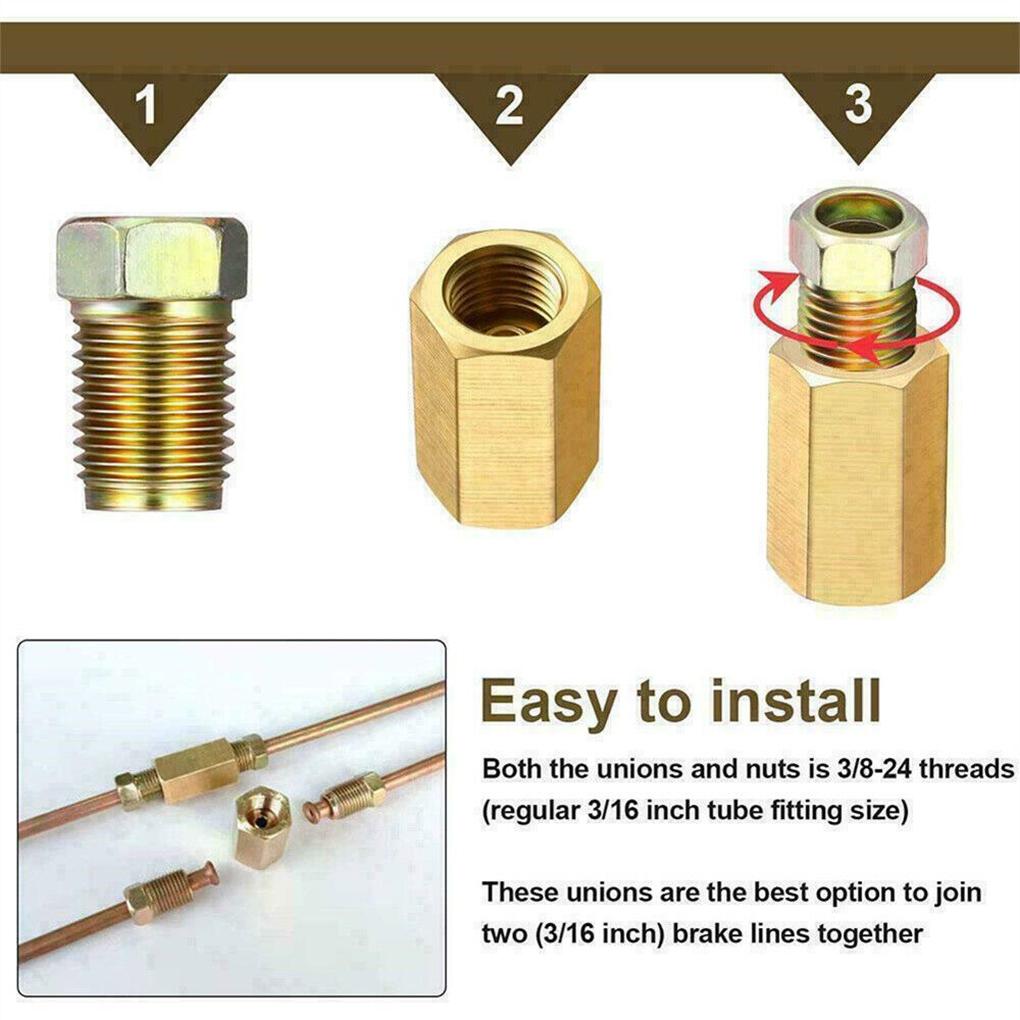 4x 3/8 inch-24 filete Racord tub de frână Fitinguri pentru conducte de frână Sortiment de accesorii pentru conducte de frână