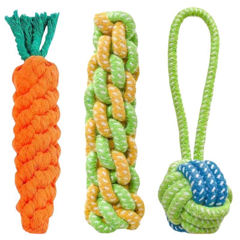 Interaktives Tauziehen-Kauspielzeug für Welpen - Strapazierfähiges Knotenseil zum Zahnen & gegen Langeweile