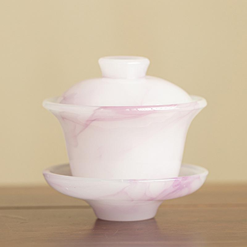 Colored Glaze Gaiwan Chinese Kung Fu Tea Ceremony Tureen Ice Purple Sancai Tea Cup Bowl Household Retro Teacup Teaware Drinkware