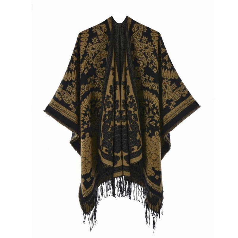 Autumn and winter scarf women's retro shawl scarf split cape travel outside with thermal cape