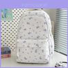 Minimalist Nylon Student Backpack With Geometric Pattern And Floral Details For Daily Use