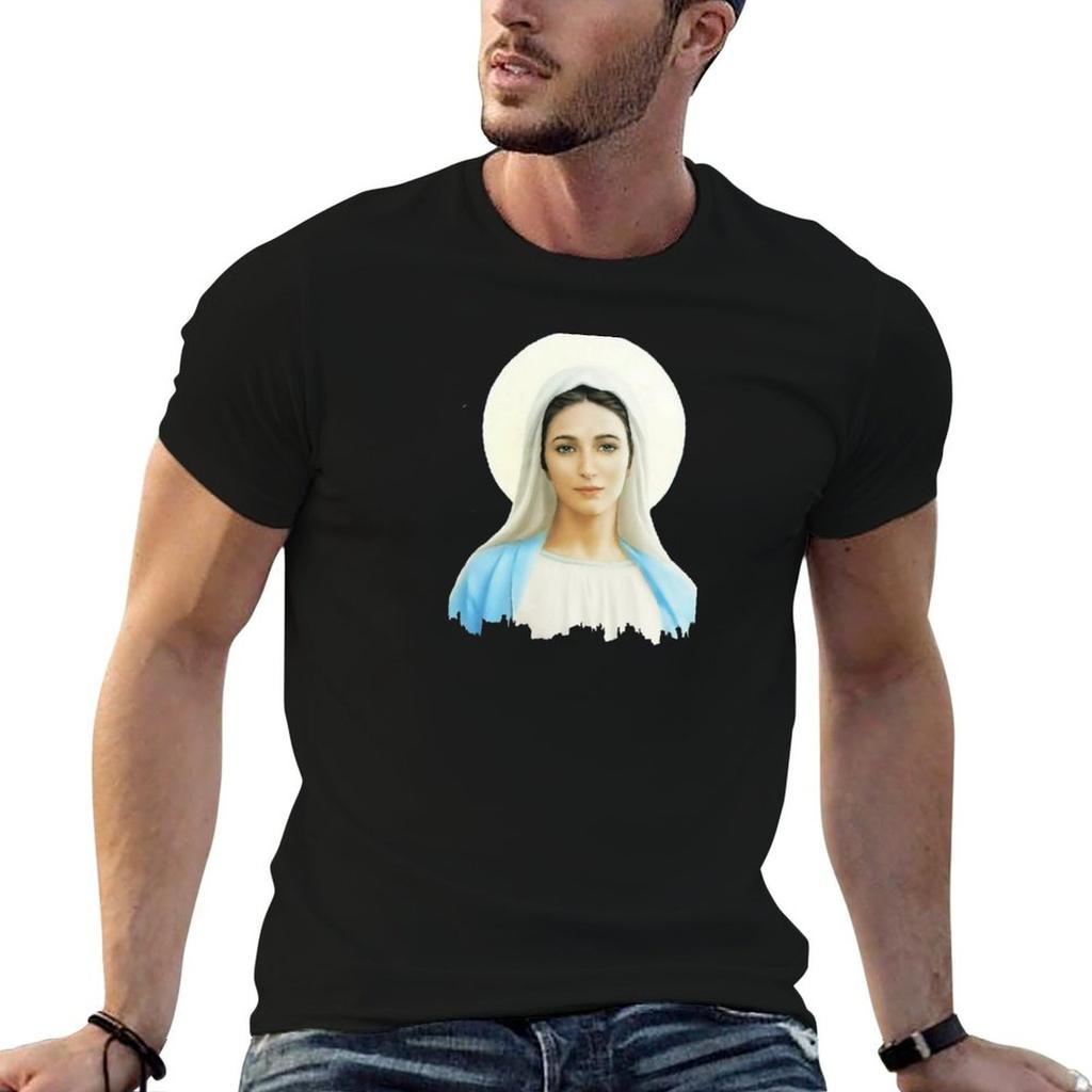 Virgin Mary Queen Of Peace Our Lady Of Medjugorje Tshirt T Shirts For Unisex Slim Fit T Shirts Cotton 100 Tshirt