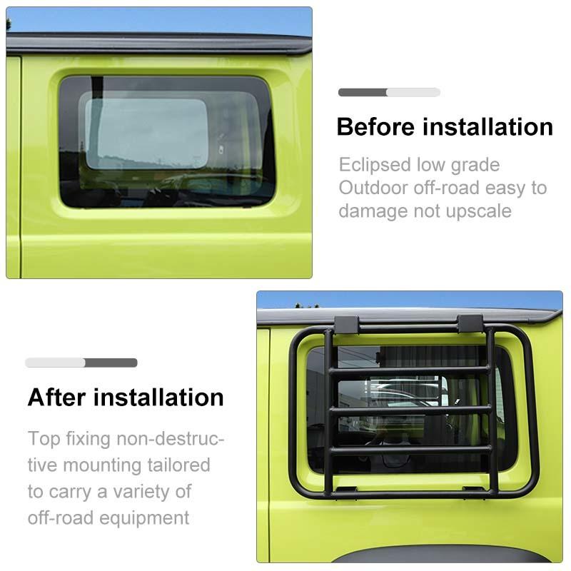 Auto Hinten Fenster Glas Rüstung Zäune Vent Schutz Rahmen Regal Für Suzuki Jimny 2019 Up Auto Statten ( Aluminiumlegierung )