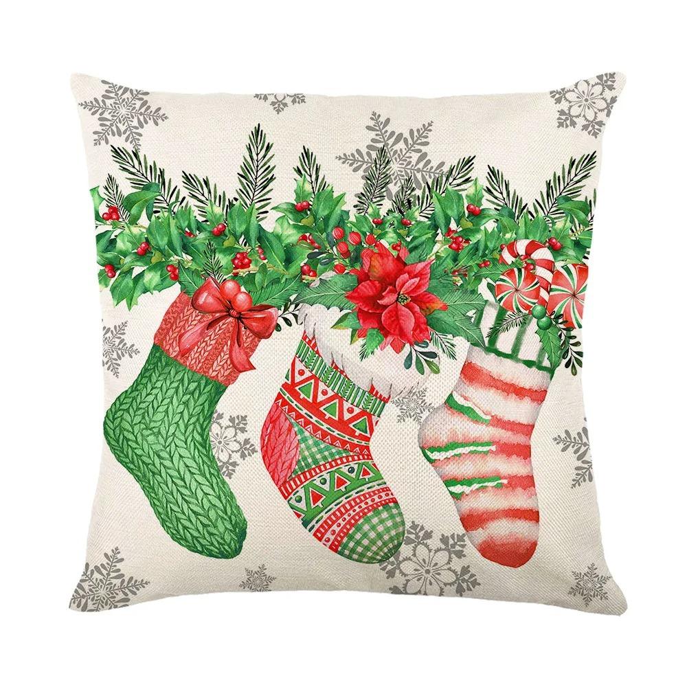 1 Piece of Christmas Day Party Decoration Pillowcase Living Room Sofa Cushion Suite Room Home Decoration Christmas Gift