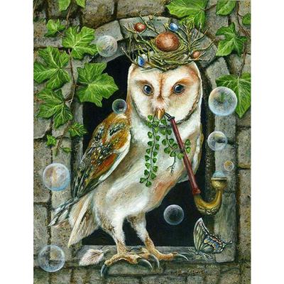 Pittura Diamante 5D Gufo alla Finestra Immagine Diamante di Strass Ricamo Diamante Animale Decorazione Casa Regali