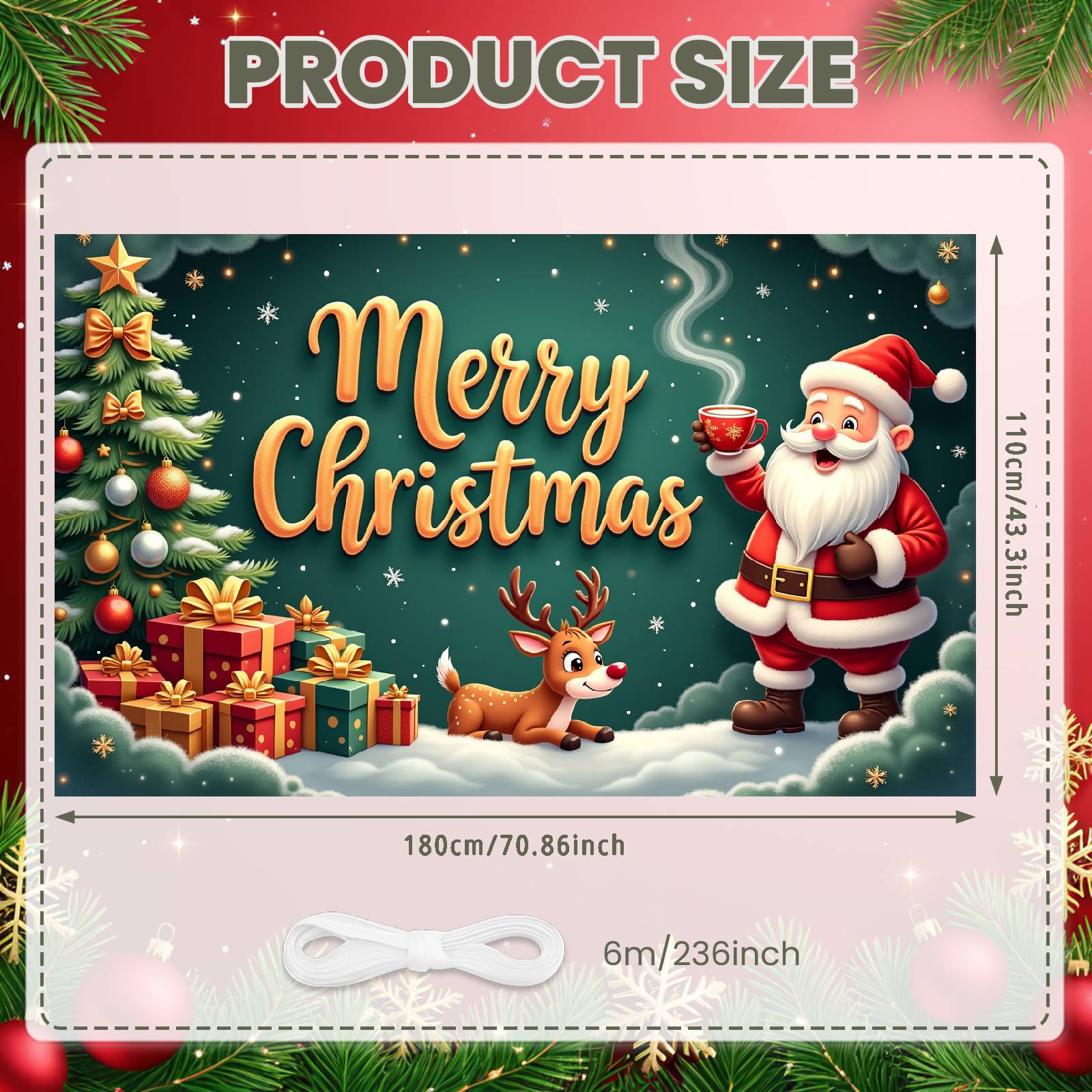 

Xmas Banner Christmas Tree Decor Merry Christmas Banner Christmas Party Banner Santa Claus Design For Holiday Gathering Home