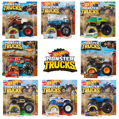 Hot Wheels Monster Trucks Selection of 1:64 Scale Collectible Die-Cast Metal Toy Trucks with Giant Wheels In Assortment