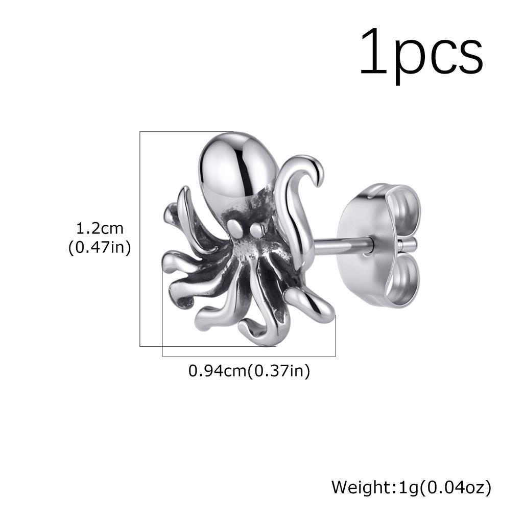 Fashion Octopus Stud Earrings for Men Teens, Stainless Steel Animal Hip Hop Earrings, Vintage Piercing Jewelry Accessories