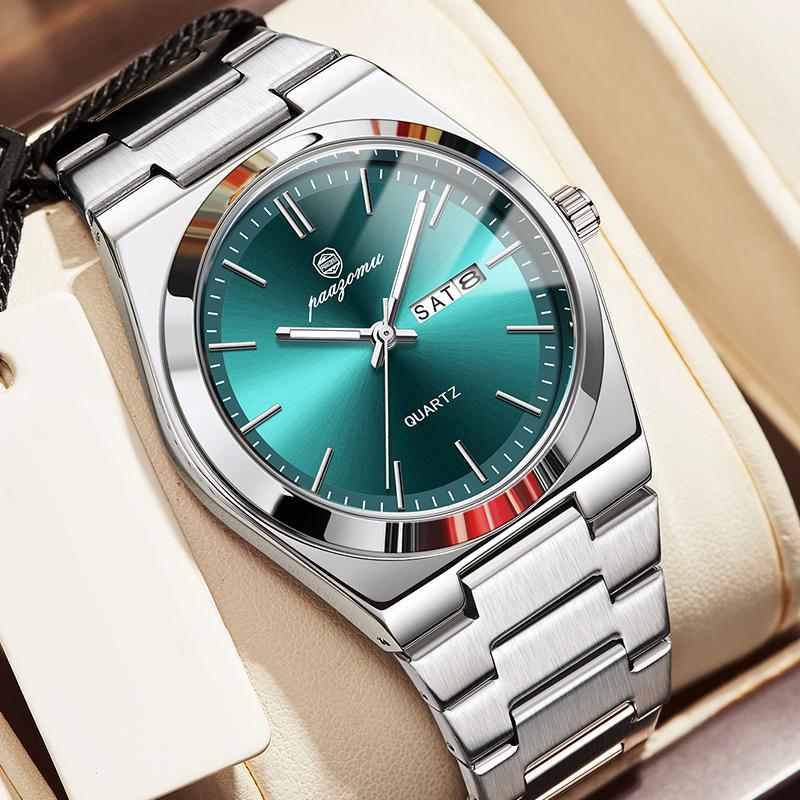Fashion Quartz Ladies Watch Stainless Steel Date Week Woman's Wristwatch Waterproof Luminous Business Watches For Men Couples