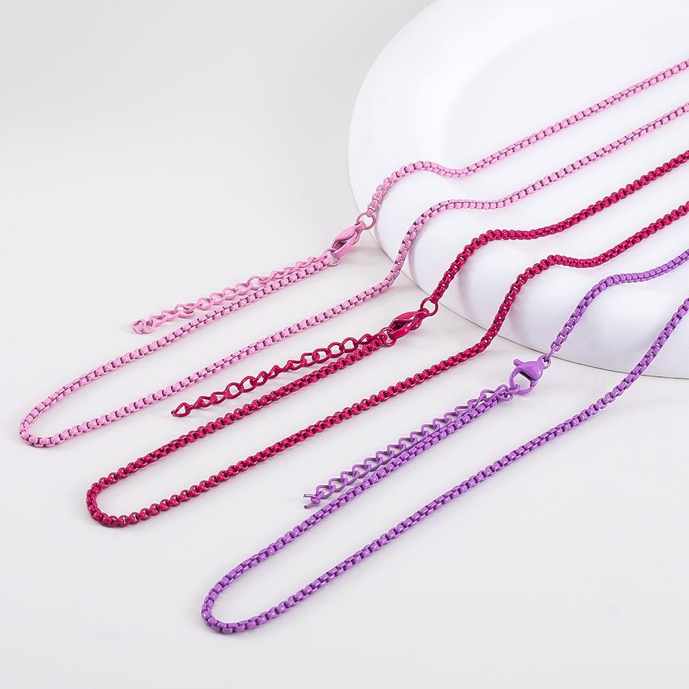 2pcs 1pc 7 Color Stainless Steel Painted Chains Candy Color Box Chain Necklace DIY Basic Summer Choker Chain Punk Jewelry Making