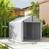 Garden Shed Storage Tent, Motorcycle Shelter, Roll-Up Door, 162 x 221.5 x 163 cm, Light Grey
