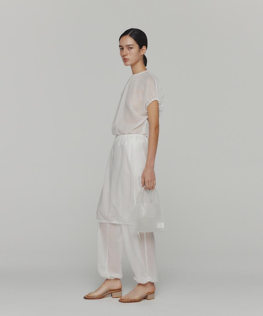 Amomento Sheer Volume Shirring Top_White
