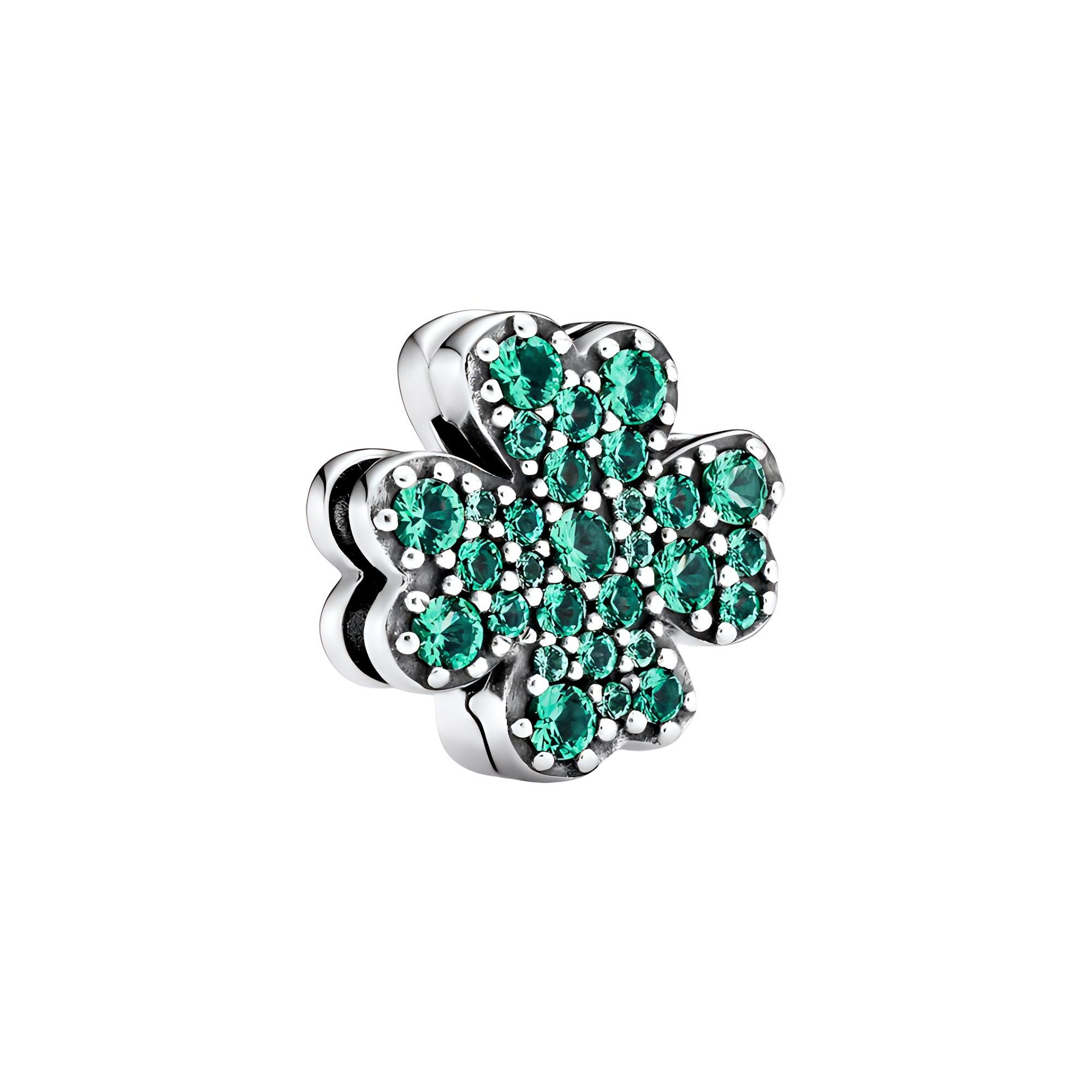 Pandora Reflexions Pavé Four Leaf Clover Fixed Clip Charm Women Charm Silver 798601C01 Silver,F