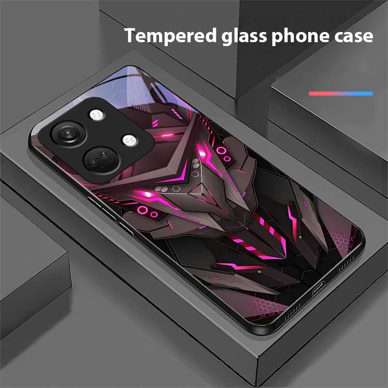 Creative Mech For OnePlus Nord 3 5 6T 7 Pro 8 12 10T Reno8 Lite 5G 10R Nord N30 Hard Shell Tempered Glass Phone Case Black