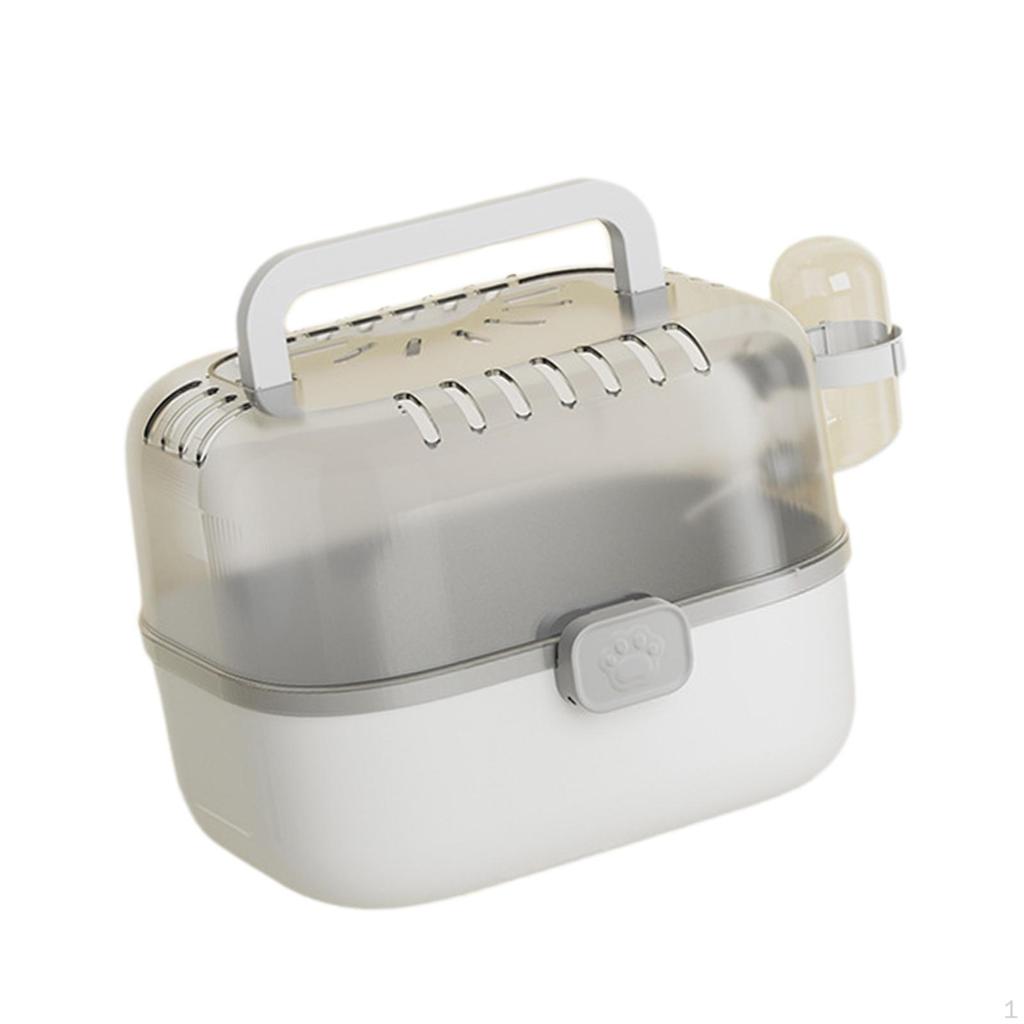 Hamster Cage Carry Case Transparent Cover Habitat with Water Bottle for Gerbils Mice Bunny