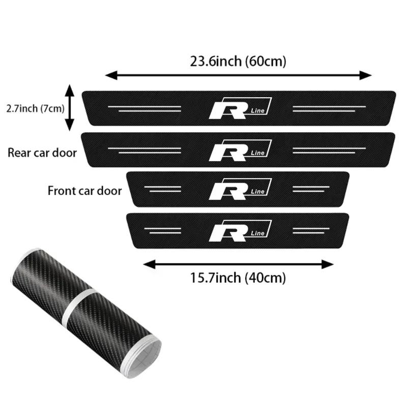 2026 Hot VOLKSWAGEN Carbon Fiber Car Door Sill Protector Stickers for Volkswagen VW Rline R Line Polo Touran Tiguan Jetta T5 Gol zf7