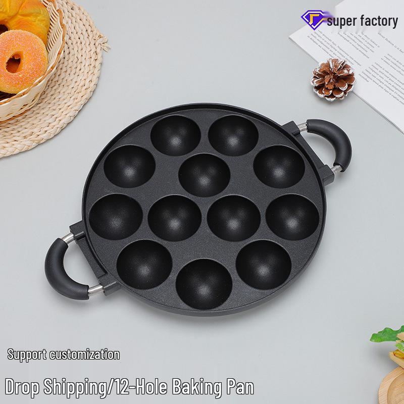 Antihaft-Eierwaffel- & Takoyaki-12-Loch-Pfanne