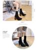 Damen Flyknit Elastische Socken Stiefeletten, Spitze Zehenpartie, Blockabsatz, Schlankmachendes Design, Europäischer/Amerikanischer Stil - 2025 Frühjahr/Herbst Kollektion