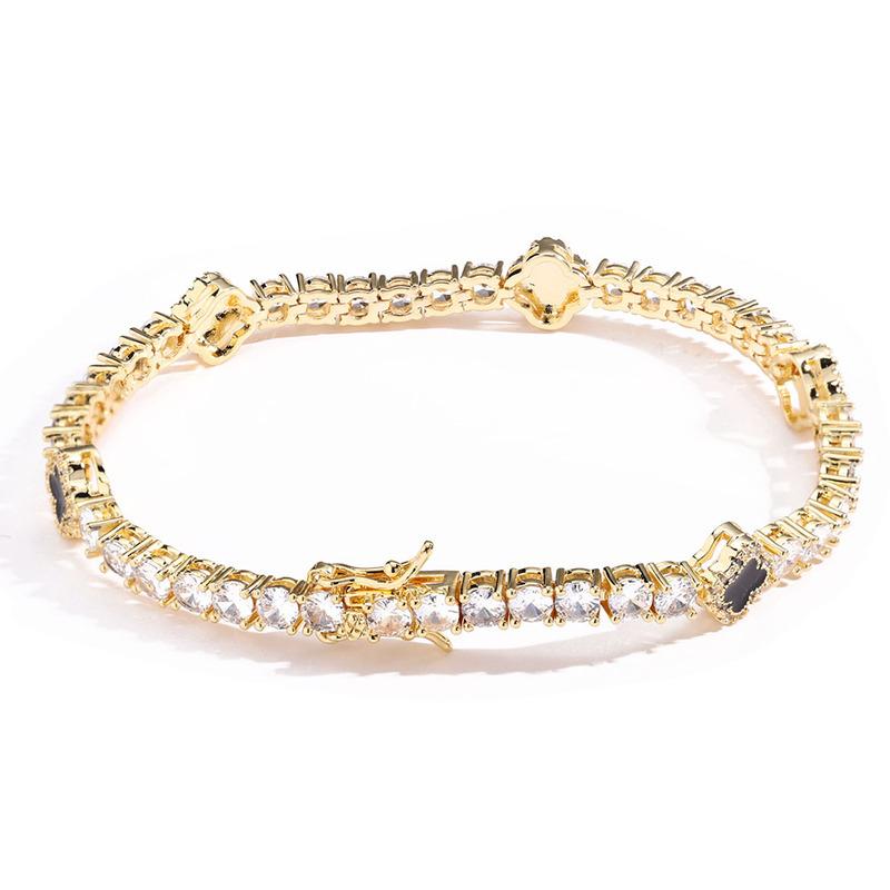 NY Fashion Design Dainty Tennis Chain Gold/Silver Plated Zircon Bracelet Luxury Hip Hop Jewelry for Men Women party Gift