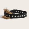 Metal Buckle Punk Style Belt Western Style Plush Belt Fashion Leather Fur Belt  Pants Accessories