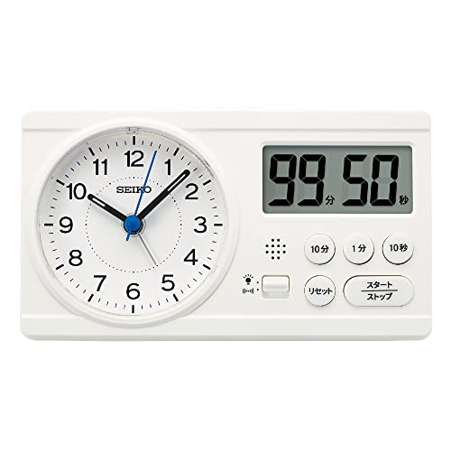 Seiko Clock Ceas deșteptător Ceas de masă Educațional Calcul Suta Pătrată Model Hideo Kageyama Timp de studiu Alb 60 x 160 x 88 mm BC418W
