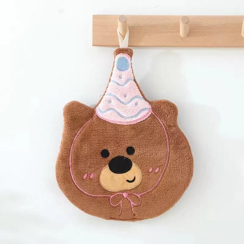 Cartoon Absorbent Hand Towel Double Layer Hanging Handkerchief Towels Thickened Quick Dry Bathroom Towels Home Use