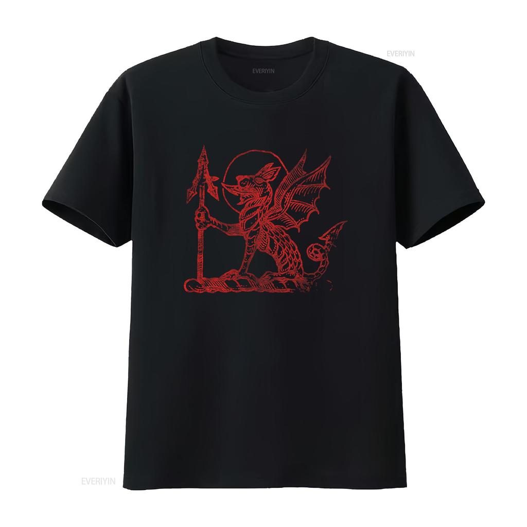 Unisexs Saint Asonia Dragon Print T Shirt Small Black Gothic Design Vintage Comfortable Designer Clothes Unisex Versatile