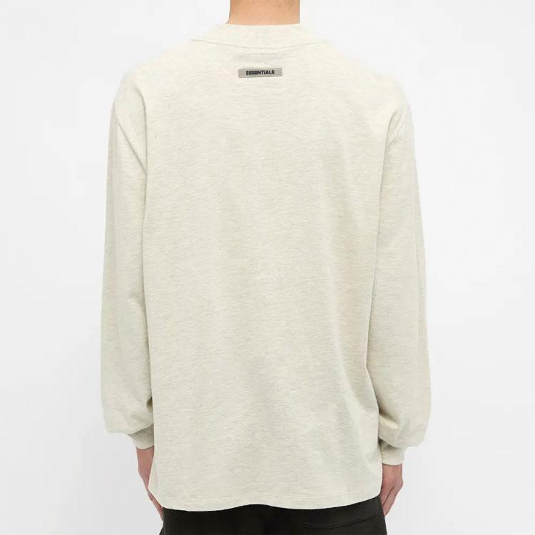 Fear of God Essentials Boxy Long Sleeve T-Shirt with Silicone Lettering Logo Men Tops Buttercream Cream FOG-SS20-286