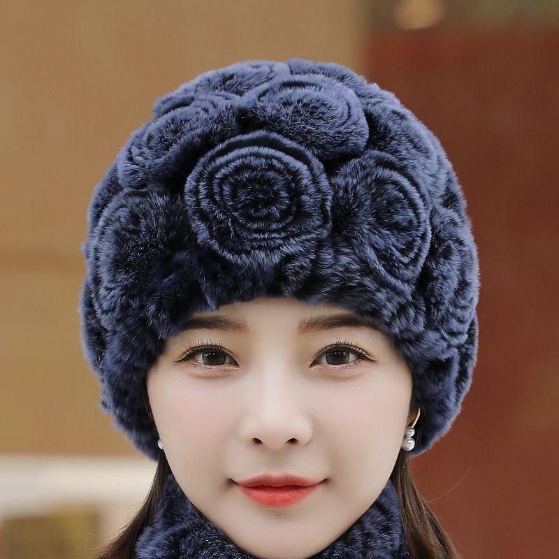 Hut Damenmode Warm Ohrenschutz Strickmütze Schal Set Verdickt