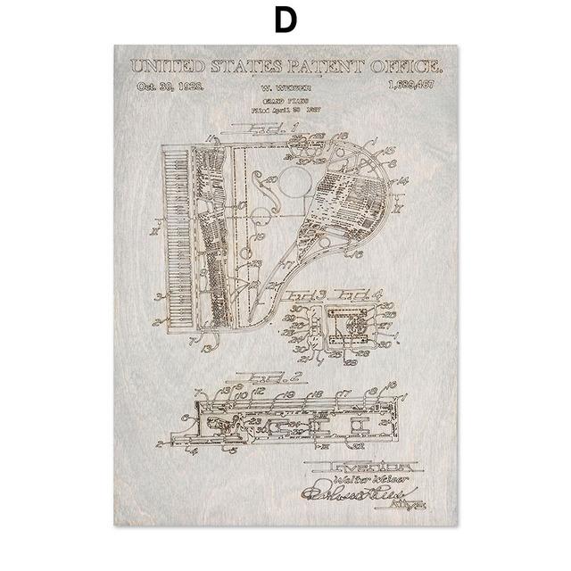 Guitar Violin Piano Dismantling Parts Lines Nordic Wall Art Posters And Prints Canvas Painting Pictures For Living Room Decor