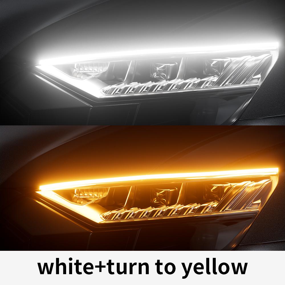 

PAUTIX 2 шт. автомобильные светодиодные ленты 12 В гибкие водонепроницаемые DRL дневные ходовые огни авто фары белый указатель поворота White to Yellow