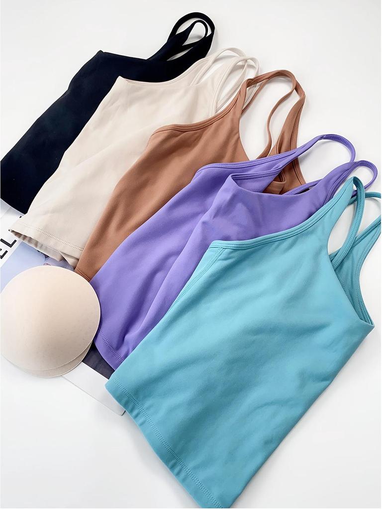Women's 2025 Yoga Tank Top with Thin Straps, Beautiful Back, and Chest Pad - Perfect for Running and Fitness.