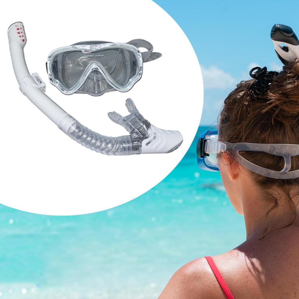 Diving Mask Dry Top Snorkel Set, Goggles Snorkeling Gear for Swimming Freediving