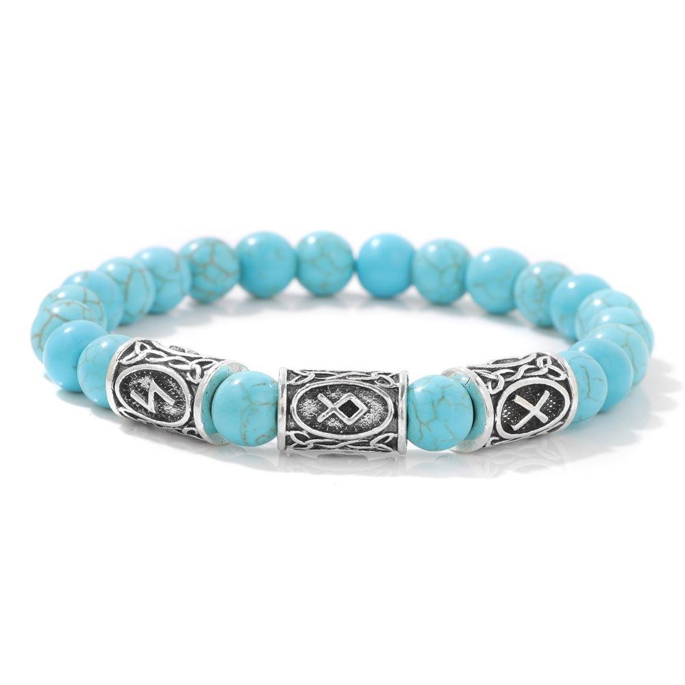 

Noter Mantra Bracelet For Men 6mm Howlite Lava Tiger Eyes Beads Braslet Viking Accessories Pulseras Para Hombre Tibet Braclet