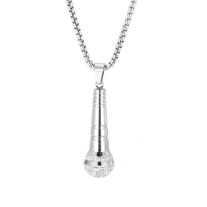 Kalen Hip Hop Trend Microphone Pendant Charm Men's Necklace Party Gift Zircon Stainless Steel Jewelry