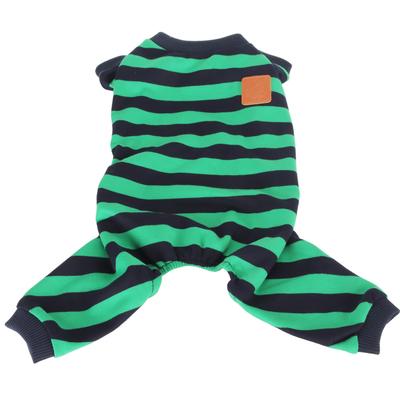 Gestreifter Hunde-Pyjama Stilvoll Niedlich Dehnbar Atmungsaktiv 4-Beiniger Haustier-Pyjama für Zuhause Alltagskleidung XL