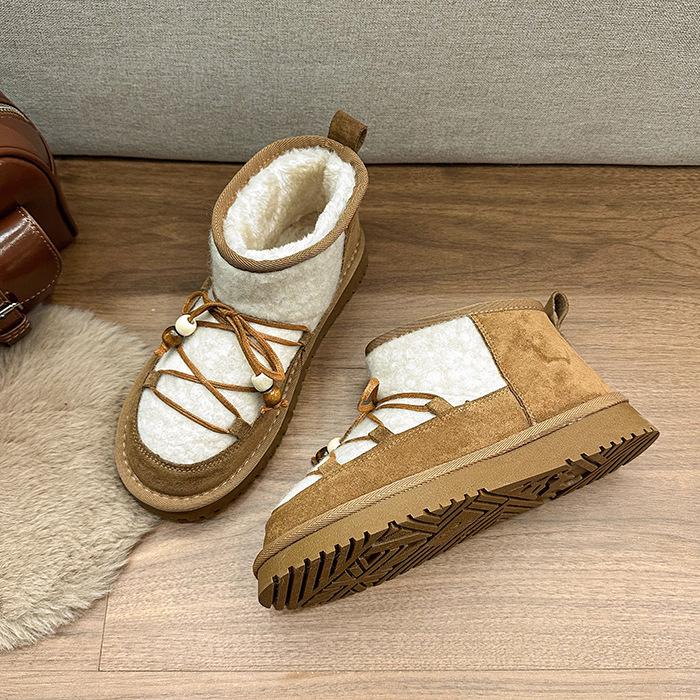 Thick-soled thickened snow boots for women's 2025 autumn new Northeast thick velvet warm foreign style versatile women's snow cotton shoes