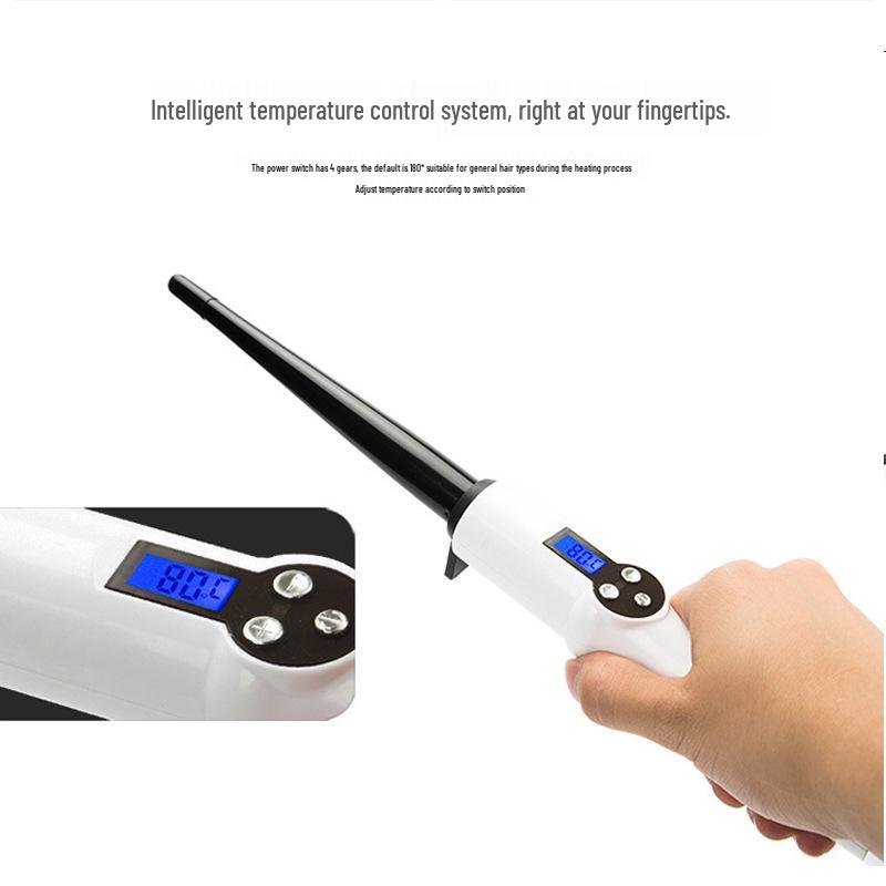 Ceramic LCD Tapered Curling Iron - New Model Curler for Waves 32mm