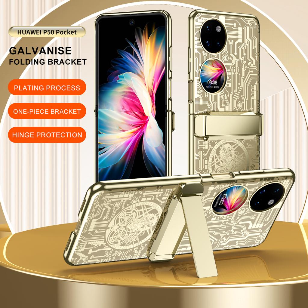 Mechanical Legend Series for Huawei P50 Pocket Electroplating Case Hinge Kickstand PC Cover