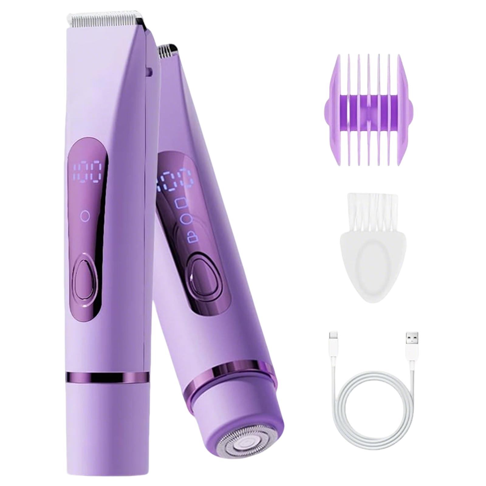 

2-in-1 Bikini For Women, Update High Power Bikini Shaver, Rechargeable Cordless Electric Shaver Hair Removal With 0.5mm Ceramic For Body And Facial One Size фіолетовий