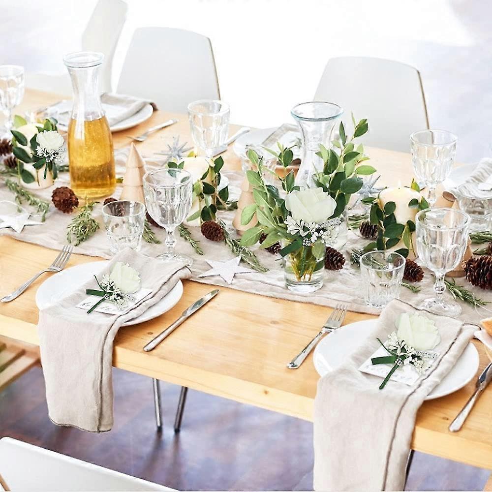 4 Stück Rose Hochzeitsanstecker Weißer Anstecker Handgemachte Ansteckblume Knopflochblumen Künstlich