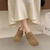 Thick-soled inner height-increasing bag head slippers for women wearing new autumn retro lazy shoes, half a tow