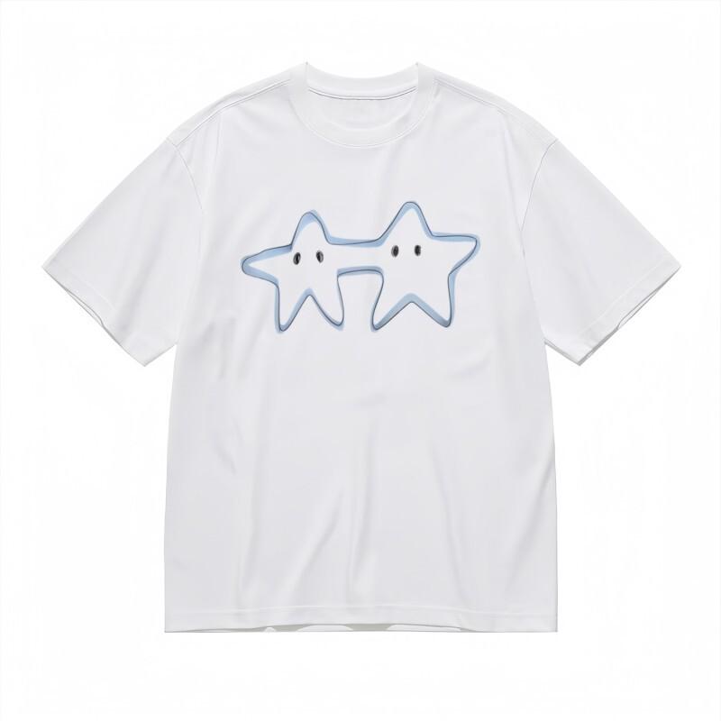 Women s Breathable Classic T-Shirt Mens Womens Tees Top Smiling Stars Graphic Minimalist Design Tee 2XL