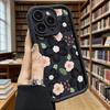 Black and Pink Floral Pattern Phone Case for iPhone 17 16 15 14 13 12 11 Pro Max Plus Anti Scratch, Gel Flexible Protective
