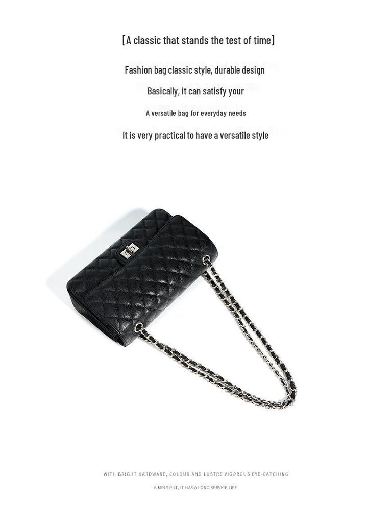 Genuine Leather Quilted Chain Crossbody Bag - Elegant Small Square Shoulder Bag