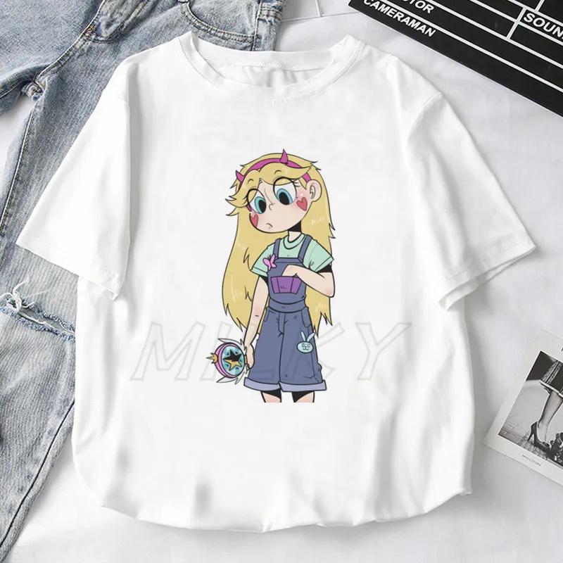 Fashion Retro Star Vs. The Forces of Evil Cartoon Anime T-shirt Summer Short Sleeve Women T Shirts 2025 Couple Tee Tops Clothes