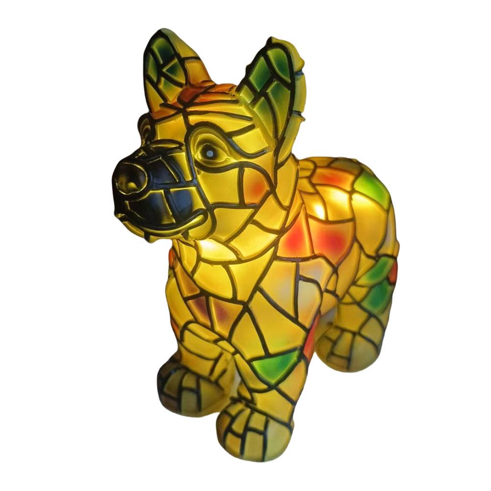 Cat Lamp Animal Art Resin Table Lamp Colorful Vintage Stained French Bulldog Corgi Maine Coon LED Night Light Gifts