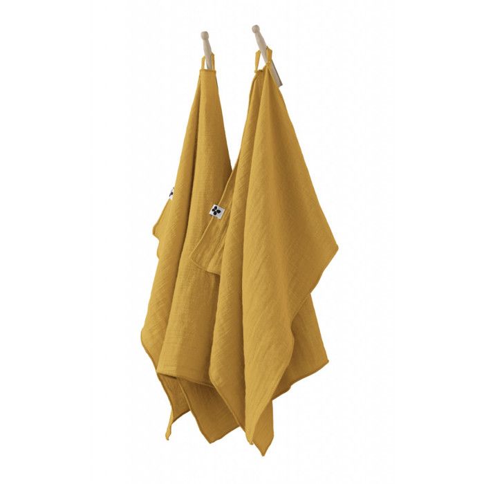 Set of 2 "Gaïa" Hand Towels 50 X 70 Cm "Cotton Gauze" - Gaïa Safran