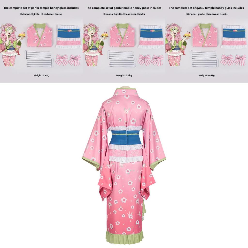 Kanroji Mitsuri Cosplay Costume With Polyester Fabric For Anime Cosplay And Role Playing